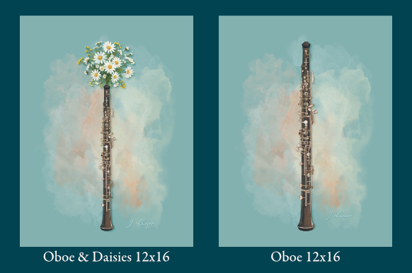Carousel Oboe and Daisies Illustration